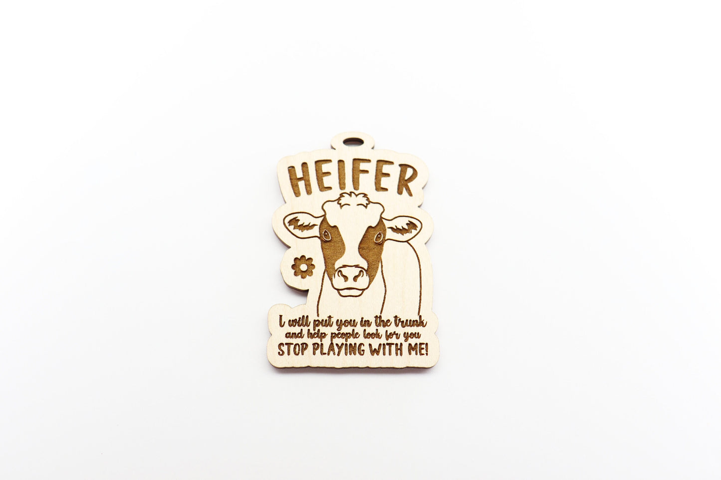 Heifer Cow car charm,  wood blanks, wood cutouts, cow cutouts