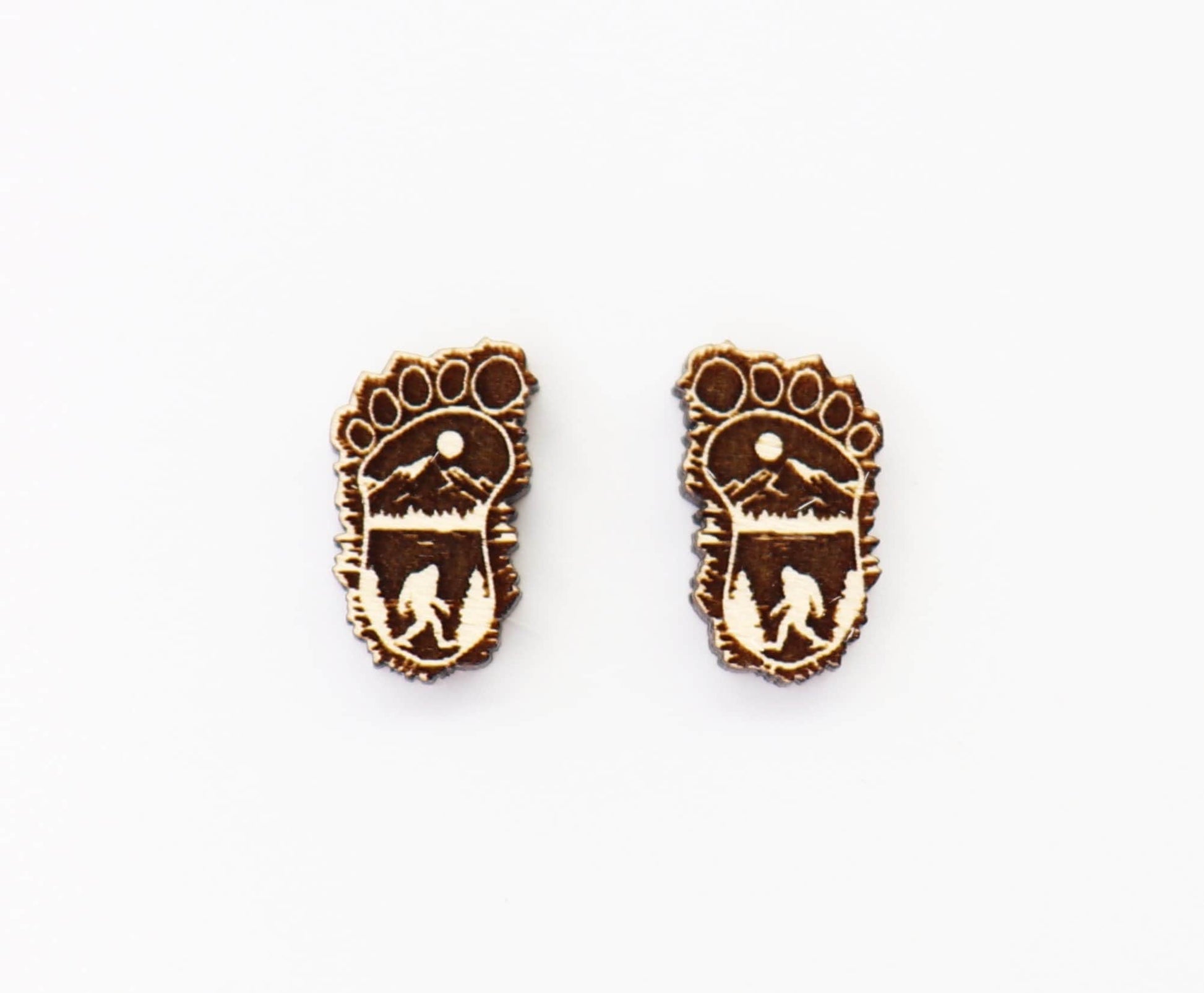 Bigfoot studs, Wood earring blanks, DIY earrings, wood studs, sold per set