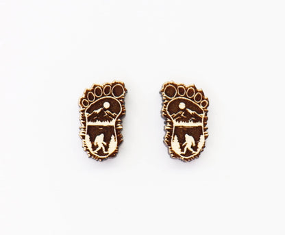 Bigfoot studs, Wood earring blanks, DIY earrings, wood studs, sold per set