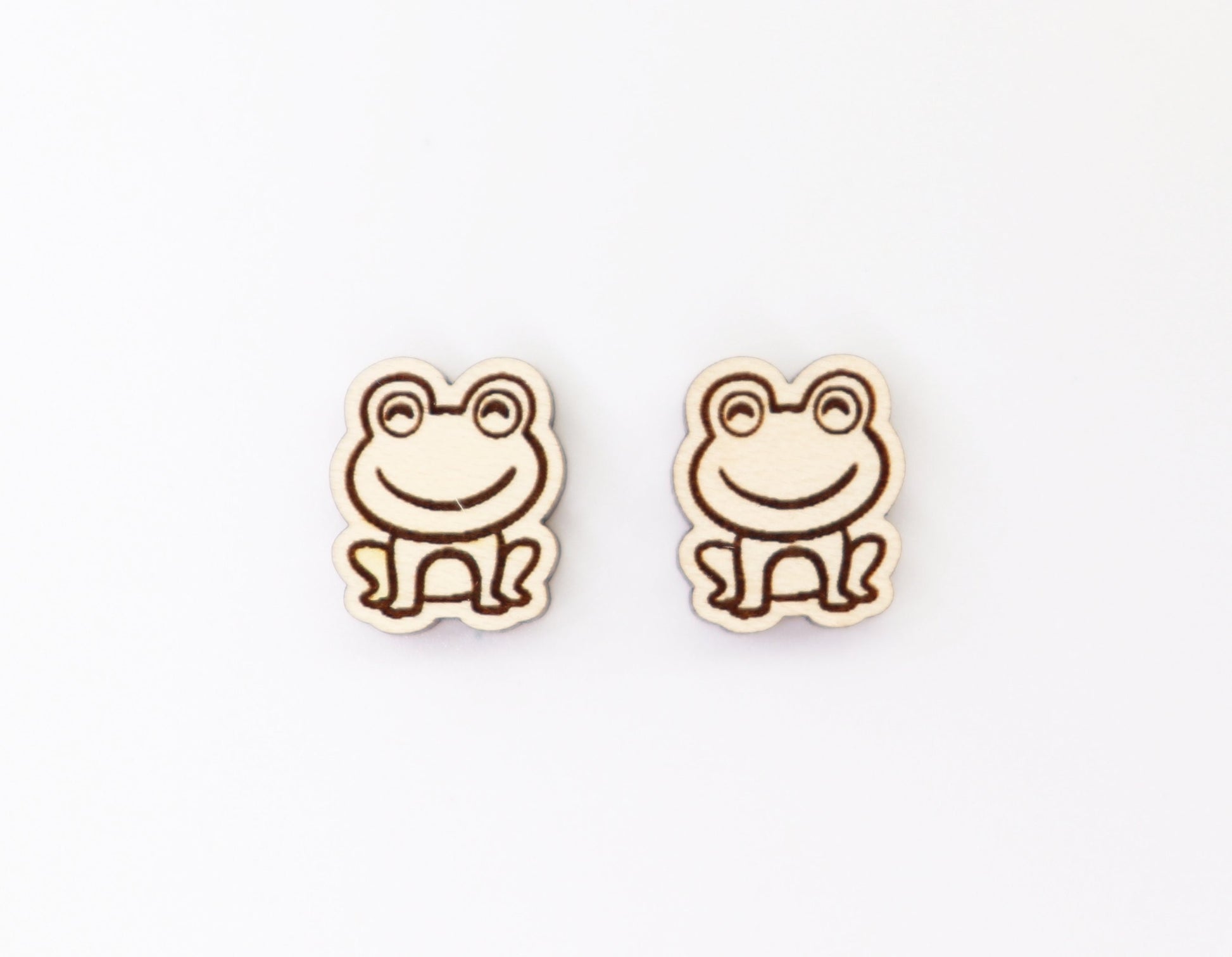 Frog studs, Wood earring blanks, DIY earrings, wood studs, sold per set