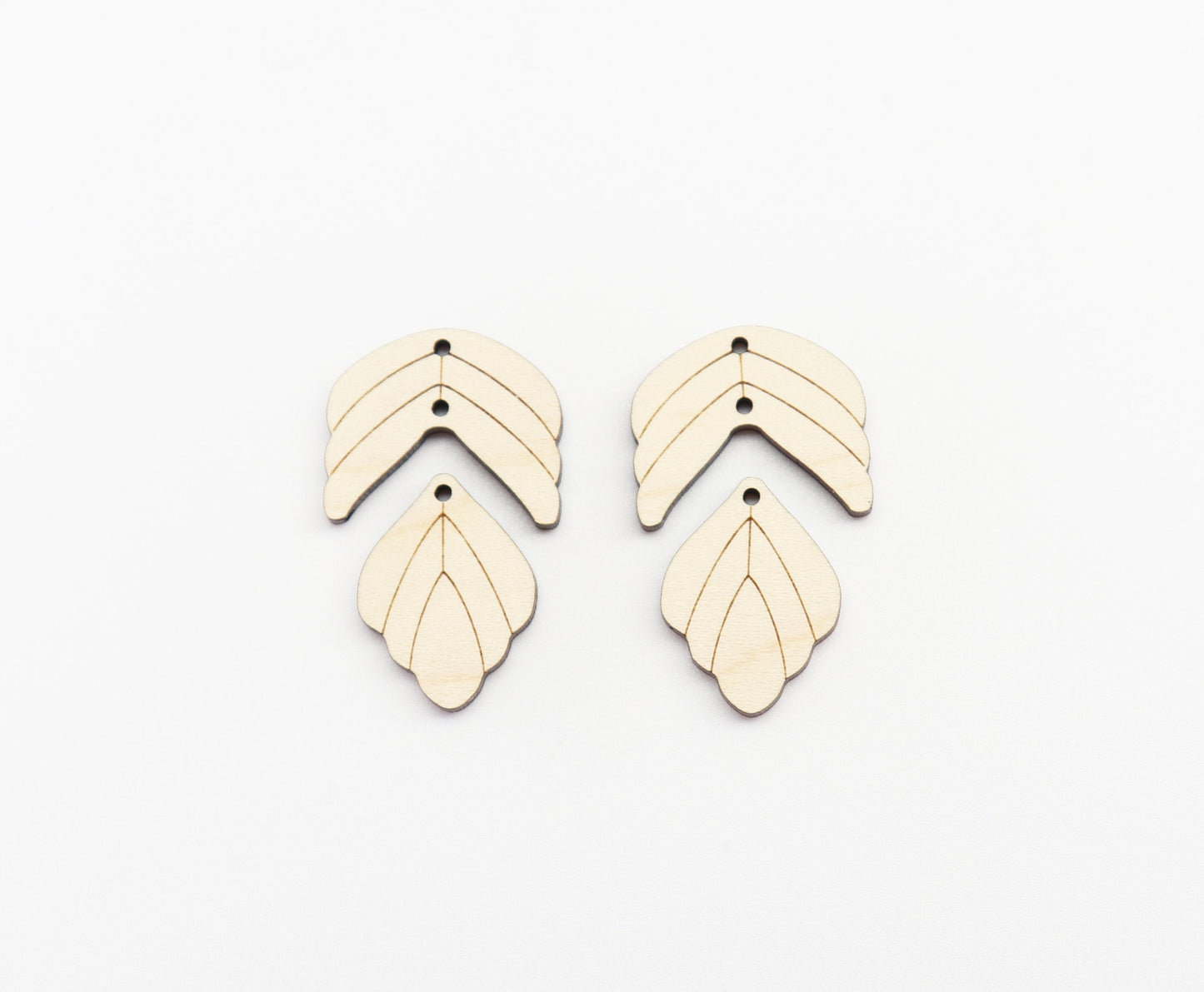 2 Piece leaf dangle earring blanks, earring making, wood blanks