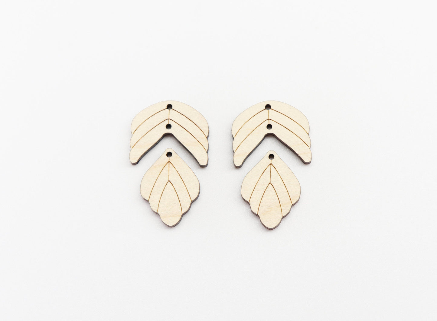 2 Piece leaf dangle earring blanks, earring making, wood blanks