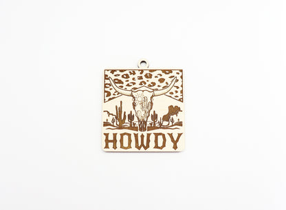 Howdy car charm, wood blanks, wood cutouts