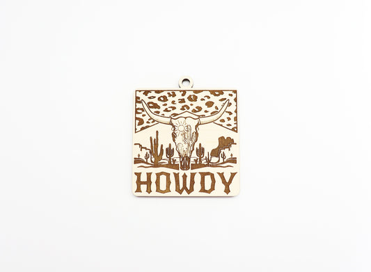 Howdy car charm, wood blanks, wood cutouts