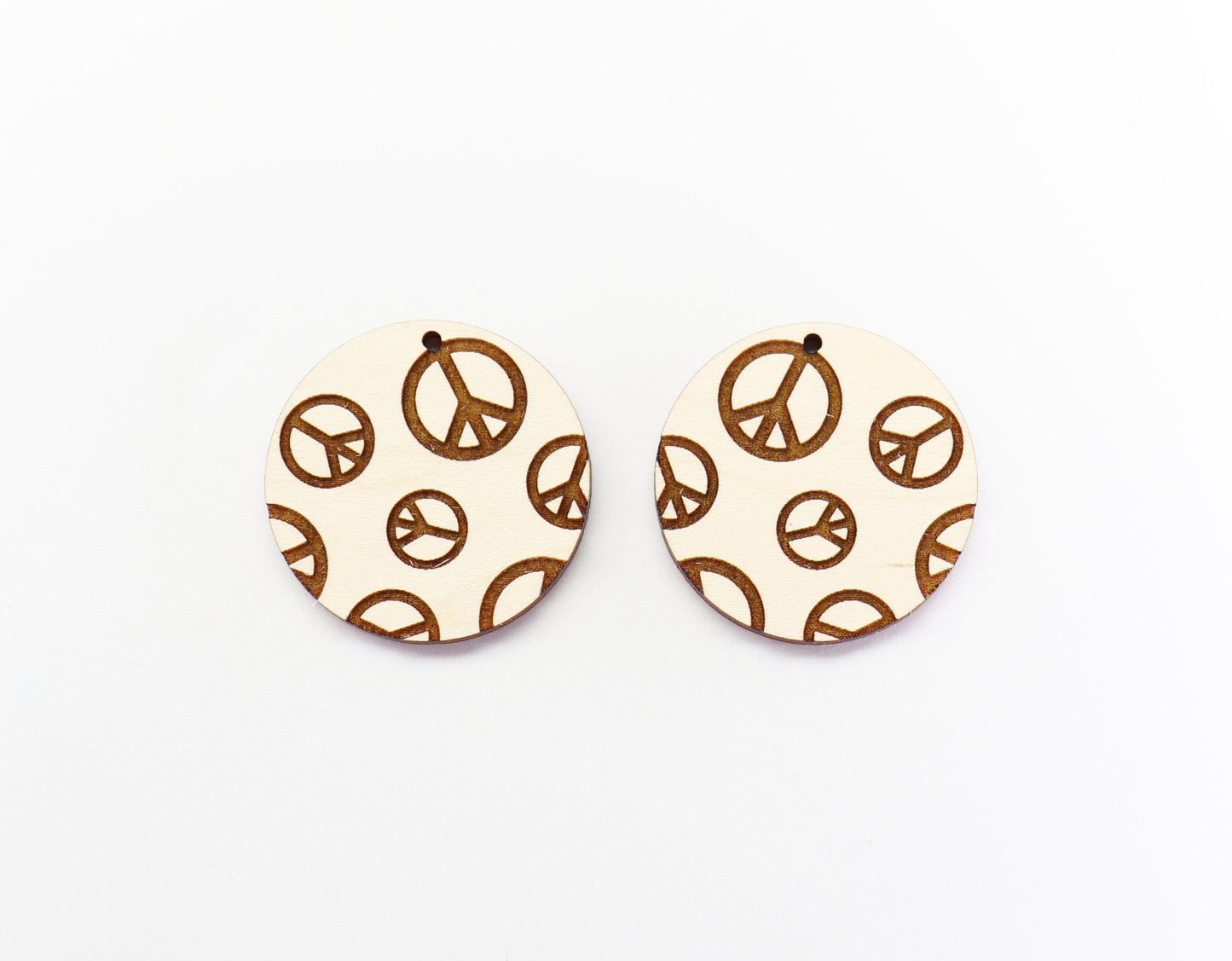 Round peace earring blanks, earring making, wood blanks