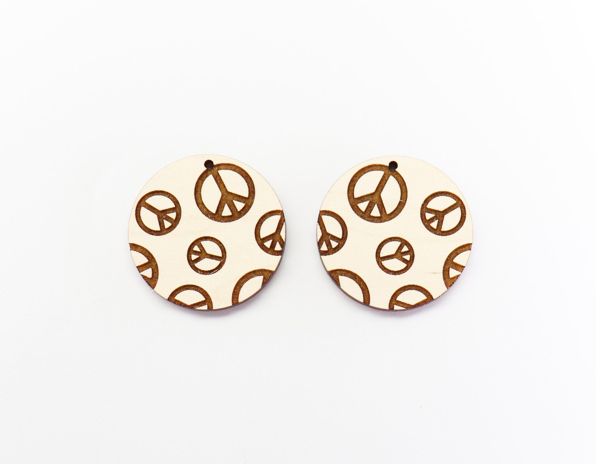 Round peace earring blanks, earring making, wood blanks