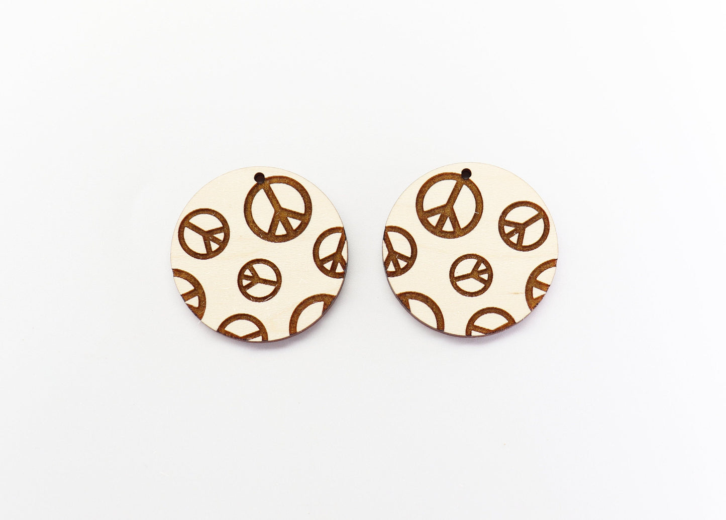 Round peace earring blanks, earring making, wood blanks