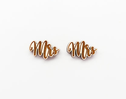 Mrs studs, Wood earring blanks, DIY earrings, wood studs, sold per set