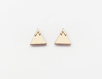 Mountain studs, Wood earring blanks, DIY earrings, wood studs, sold per set