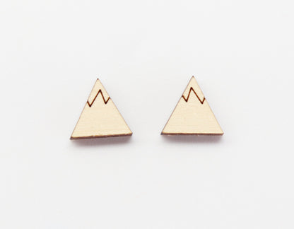 Mountain studs, Wood earring blanks, DIY earrings, wood studs, sold per set