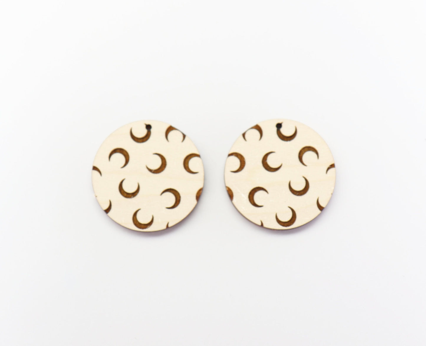 Moon earrings, Round wood blanks,  wood earring blanks,  sold per set