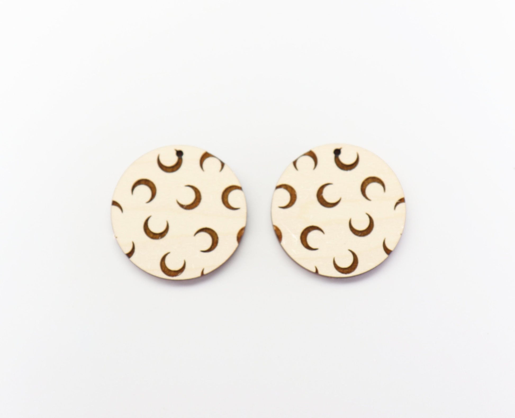 Moon earrings, Round wood blanks,  wood earring blanks,  sold per set