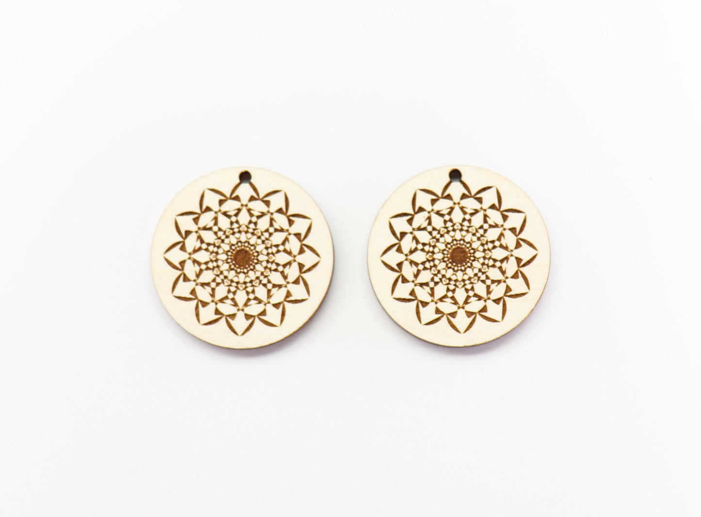 Mandala earrings, Round wood blanks,  wood earring blanks,  sold per set