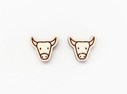 Bull stud blanks, wood earring blanks, cow cutouts