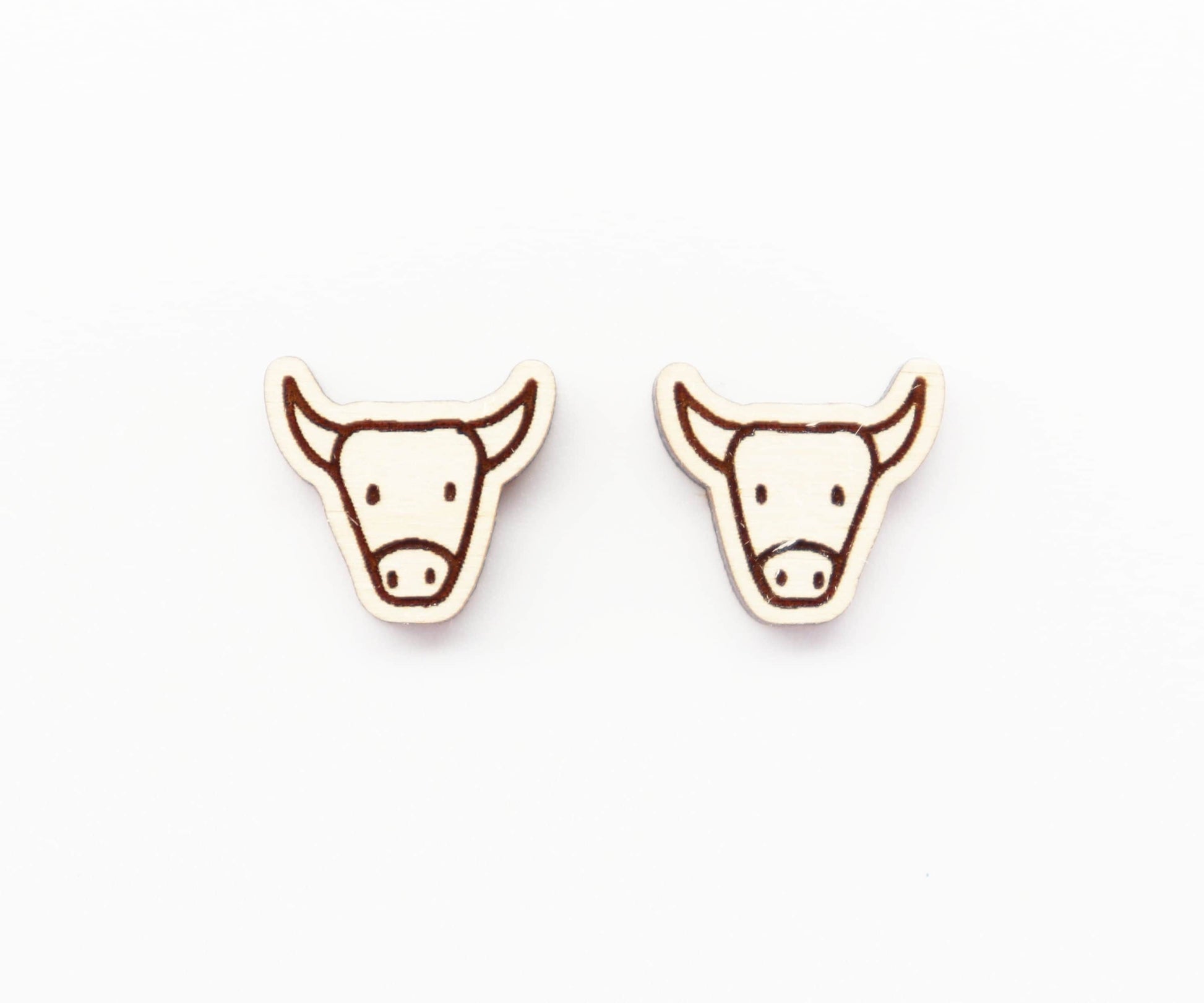 Bull stud blanks, wood earring blanks, cow cutouts