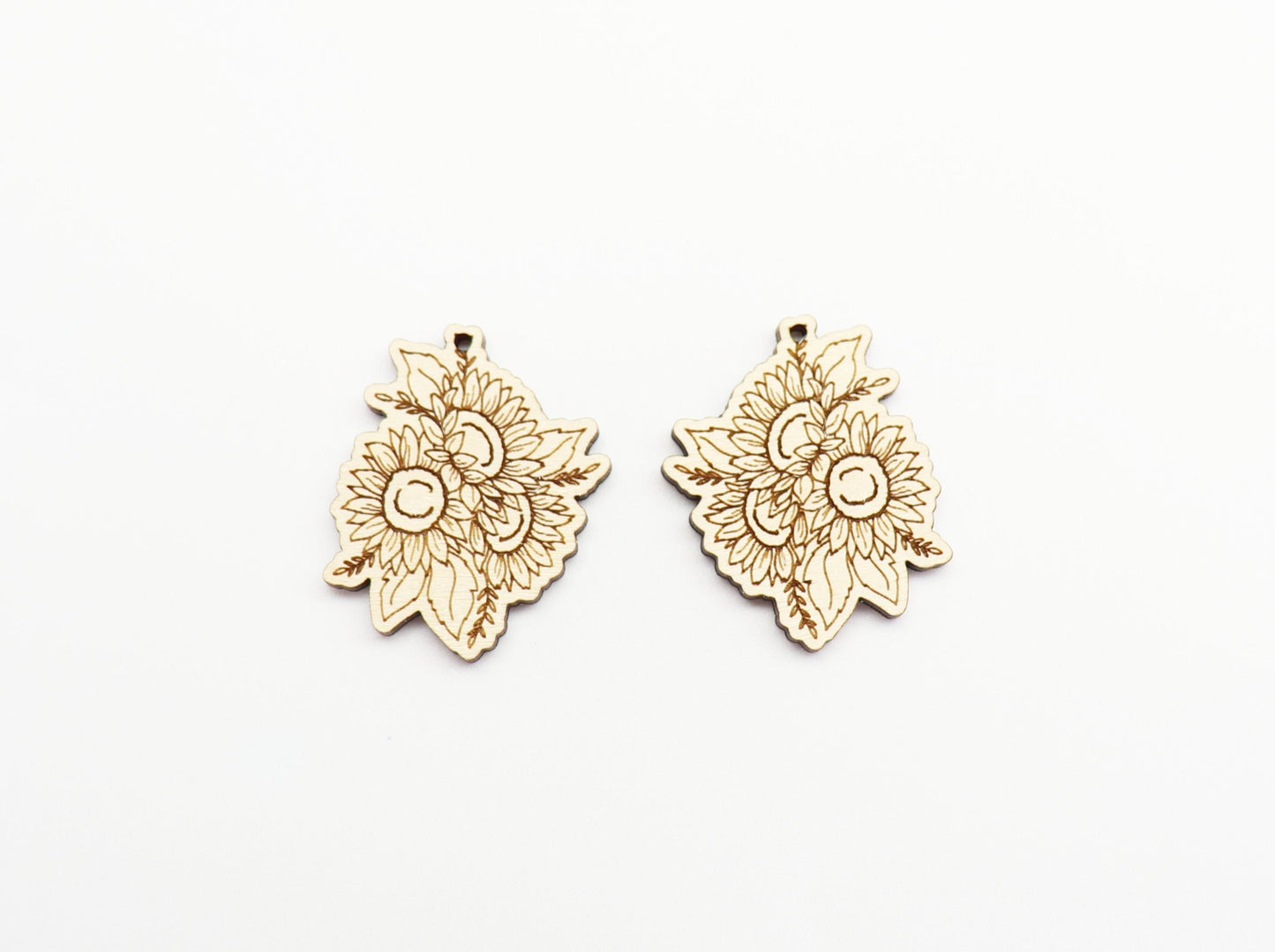 Sunflower earring blanks, wood cutouts