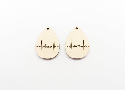 Teardrop wood earring blanks, wood cutouts, earring blanks