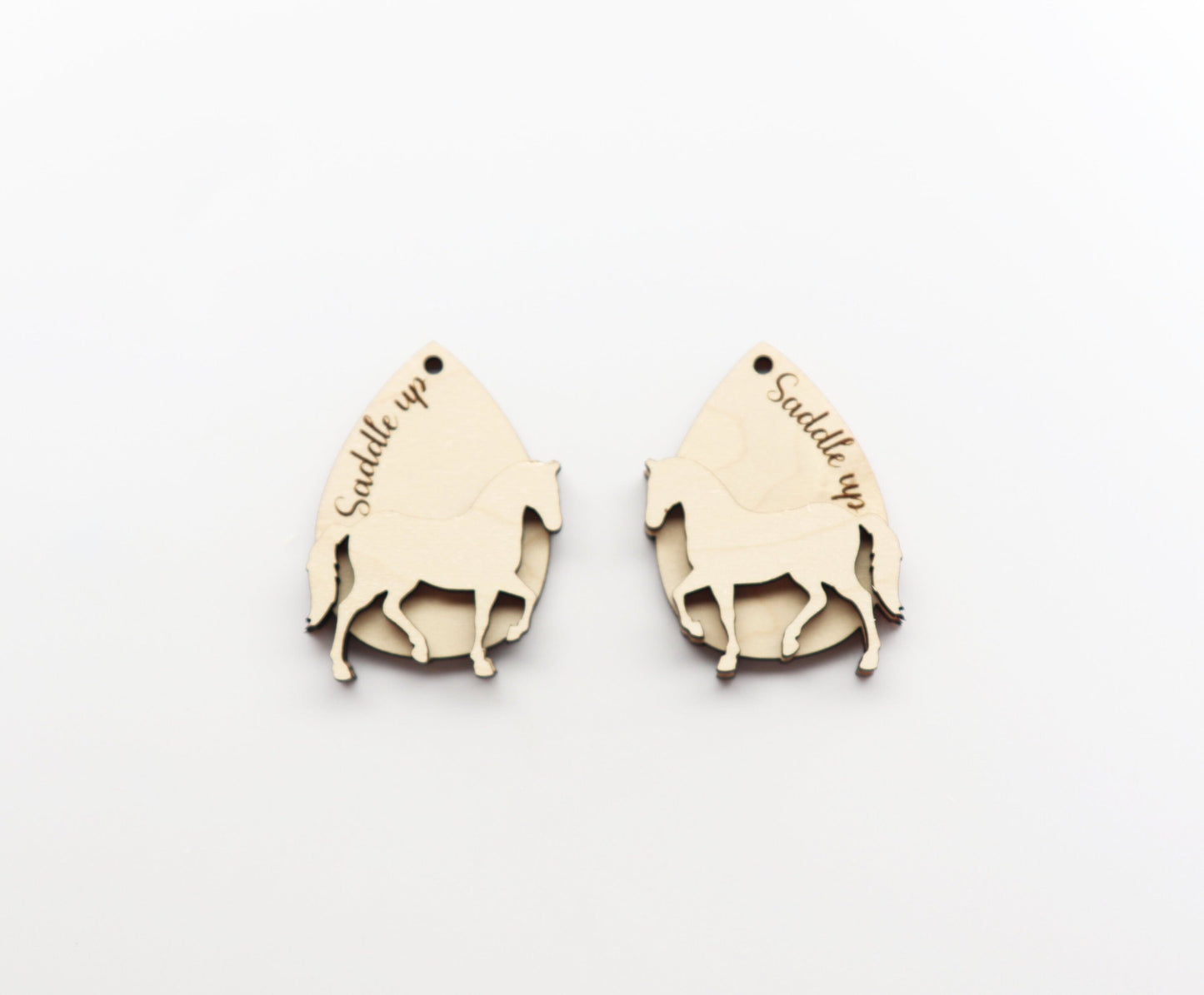 2 Piece layered Horse blanks, earring blanks, wood cutouts