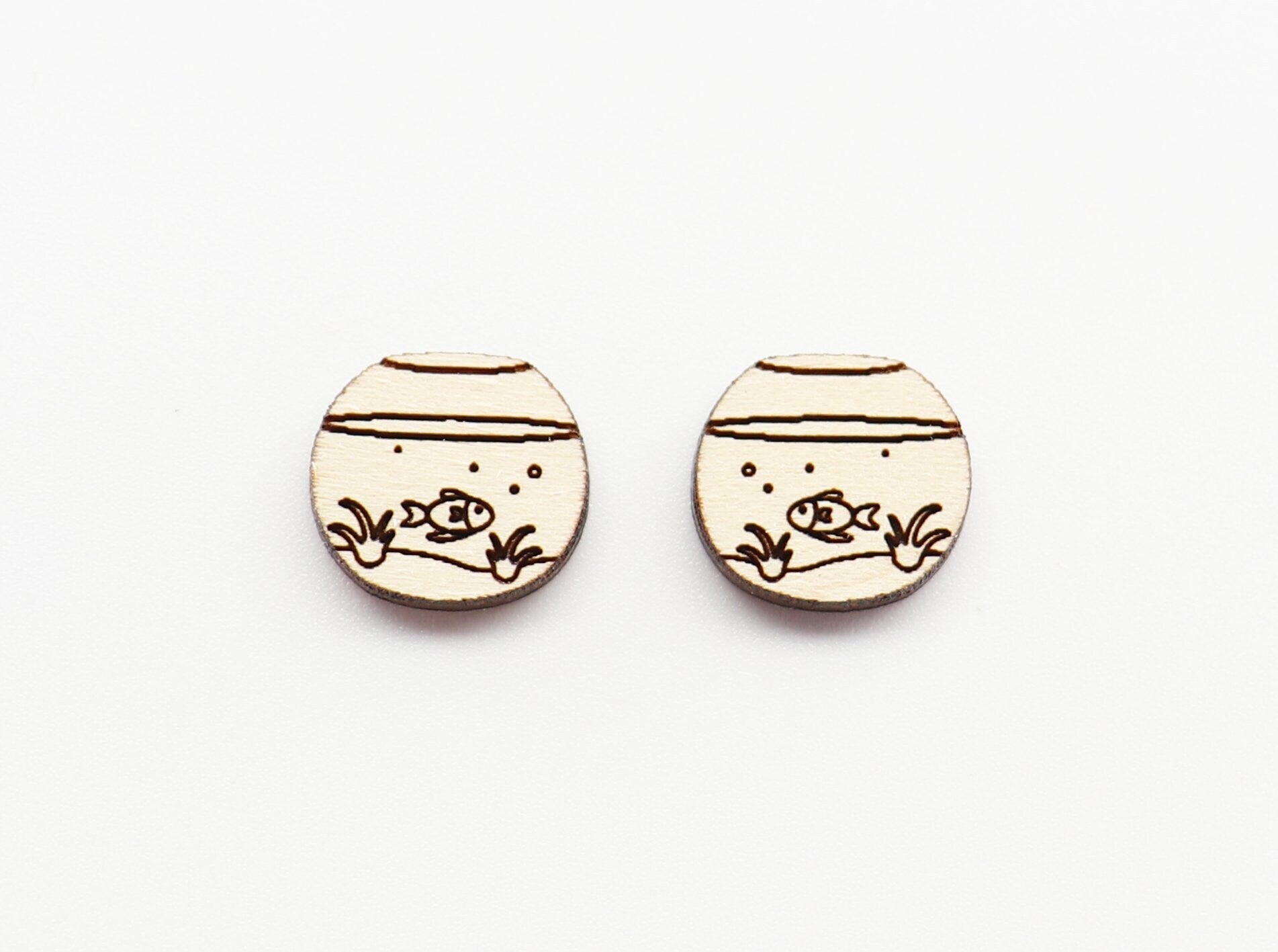 Goldfish studs, Wood earrings, wood studs, earring blanks