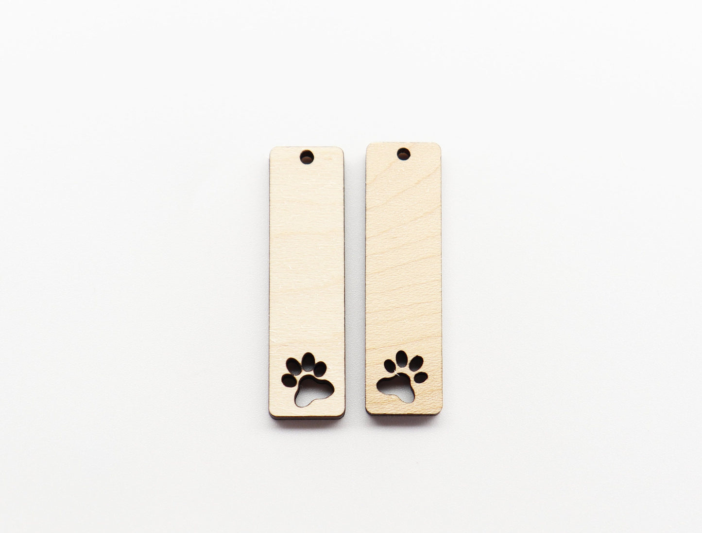 Paw print bar earring blanks, earring blanks, wood cutouts