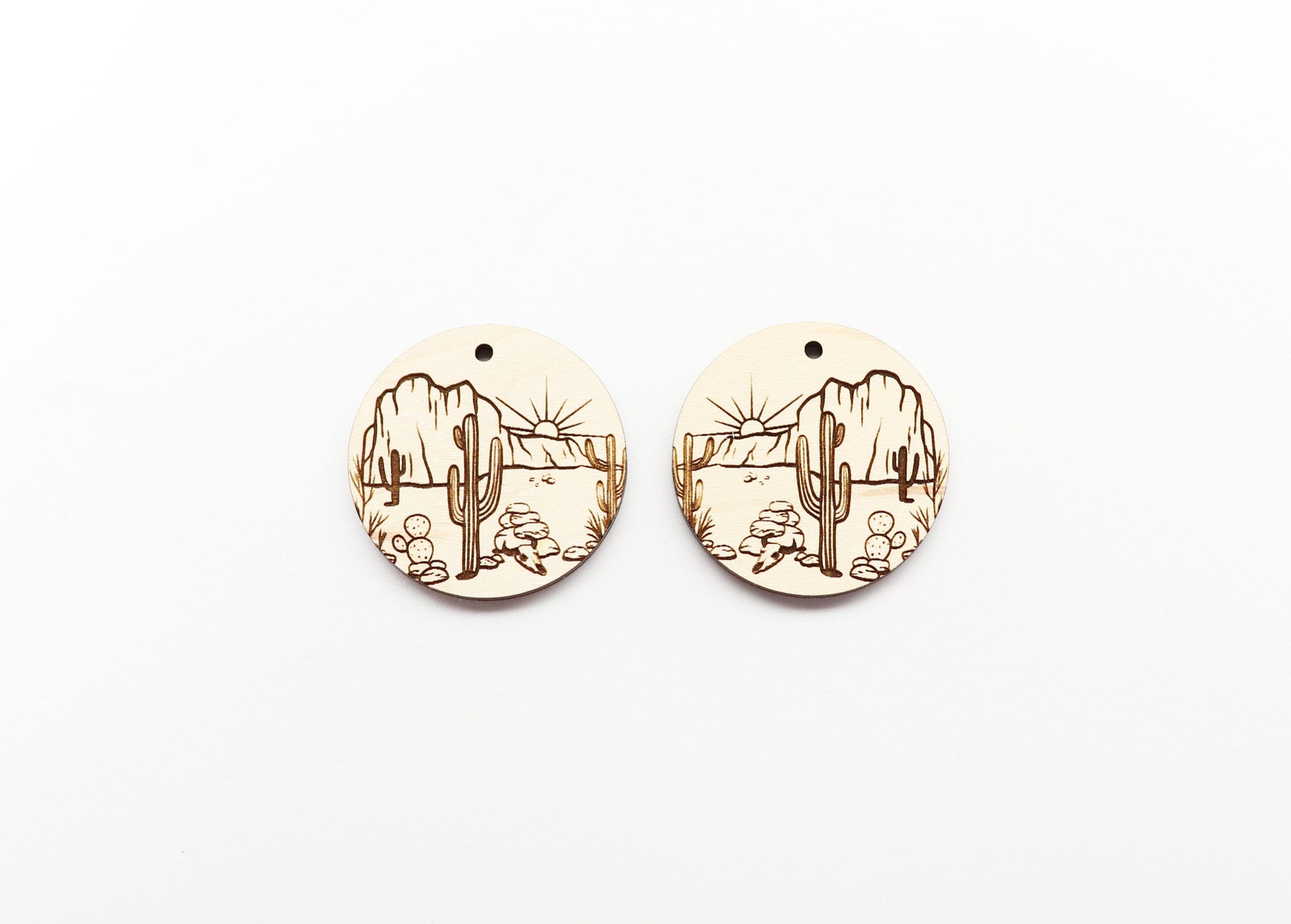 Desert scene earrings, earring blanks , sold per set