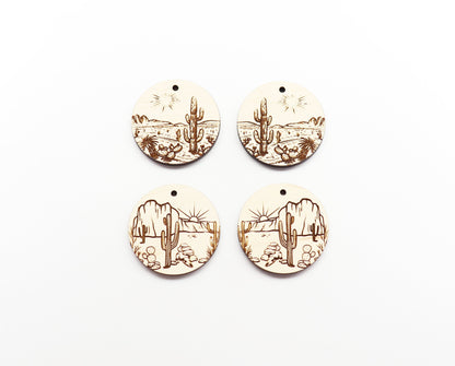 Desert scene earrings, earring blanks , sold per set