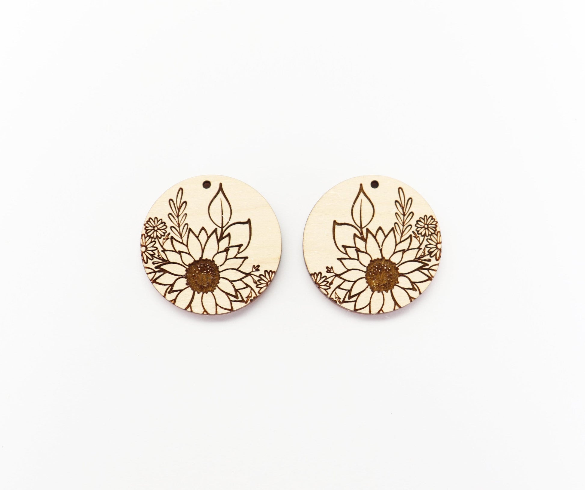 Sunflower wood earring blanks, earring blanks, earring findings