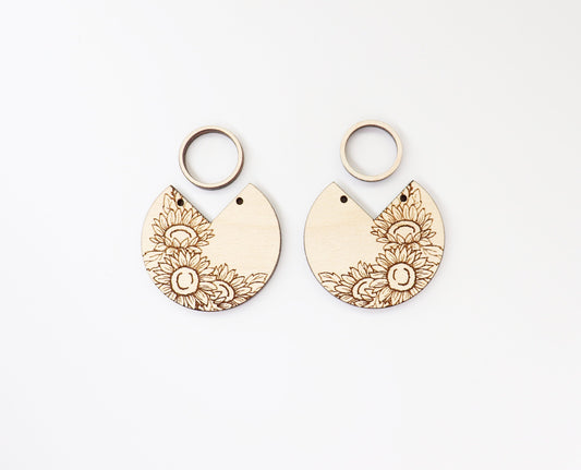 2 Piece flower earrings, earring blanks, sold per set