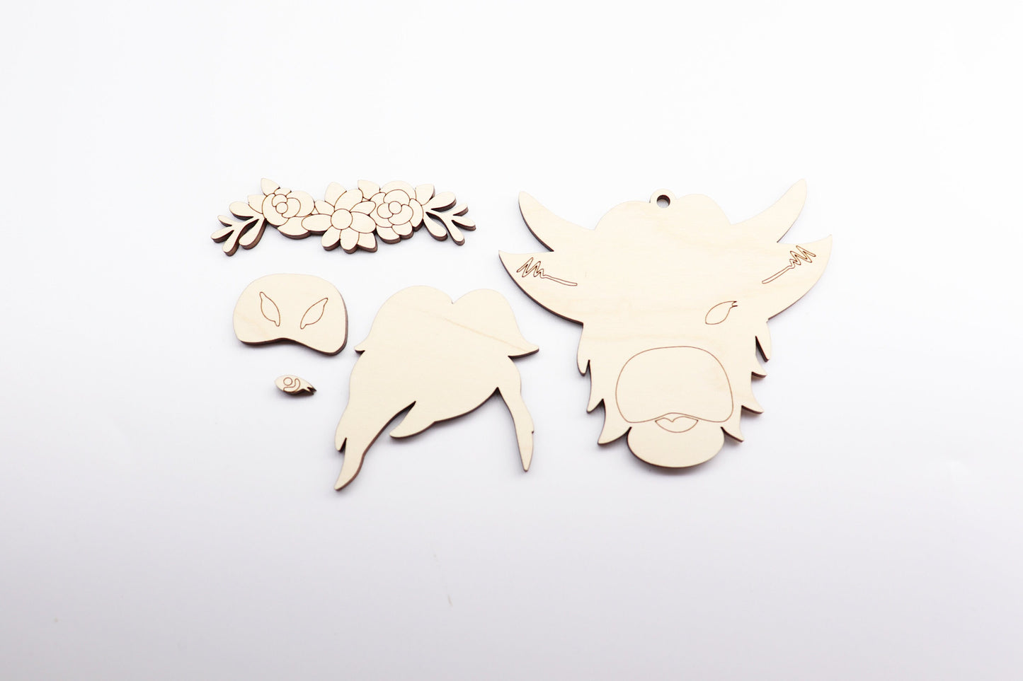 3 D cow car charm,  wood blanks, wood cutouts