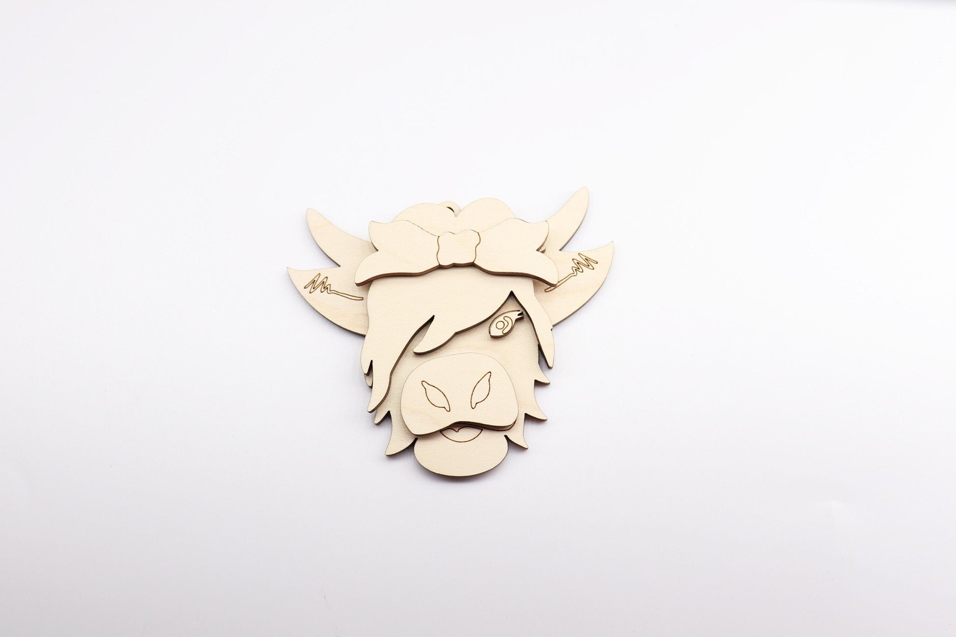 3 D cow car charm,  wood blanks, wood cutouts