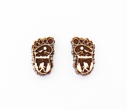 Bigfoot studs, Wood earring blanks, DIY earrings, wood studs, sold per set