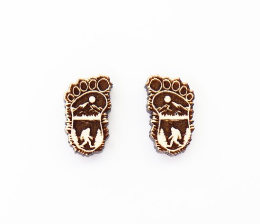 Bigfoot studs, Wood earring blanks, DIY earrings, wood studs, sold per set