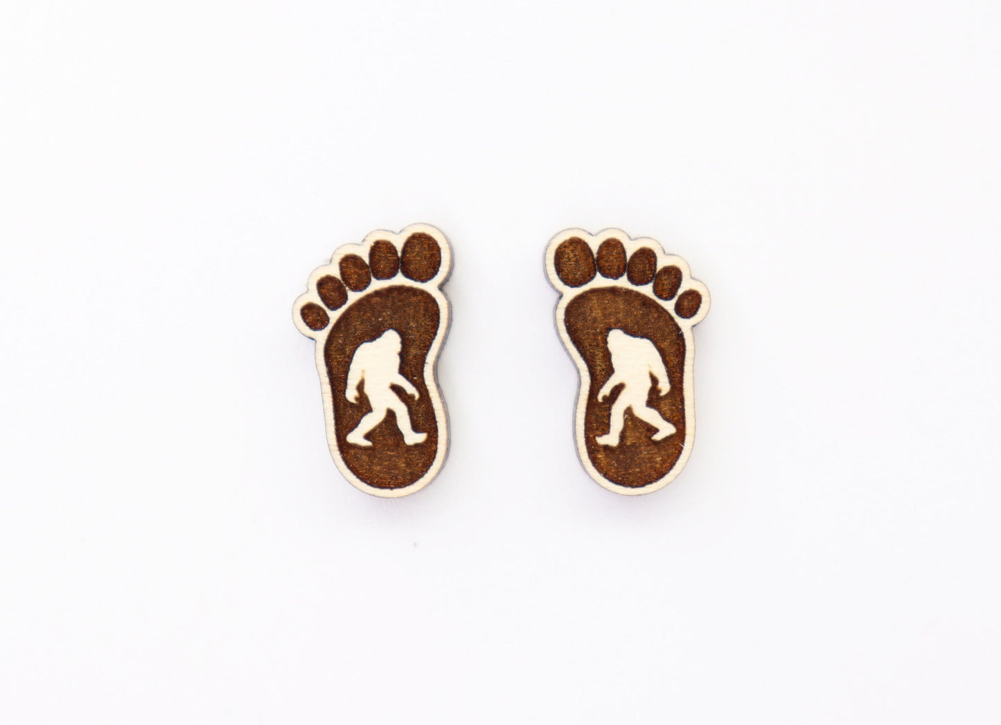 Bigfoot studs, Wood earring blanks, DIY earrings, wood studs, sold per set