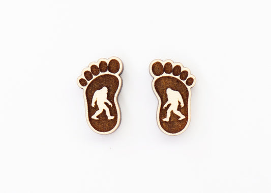 Bigfoot studs, Wood earring blanks, DIY earrings, wood studs, sold per set