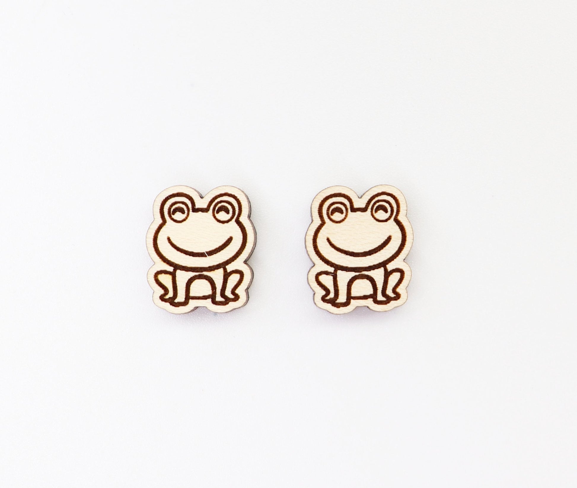 Frog studs, Wood earring blanks, DIY earrings, wood studs, sold per set