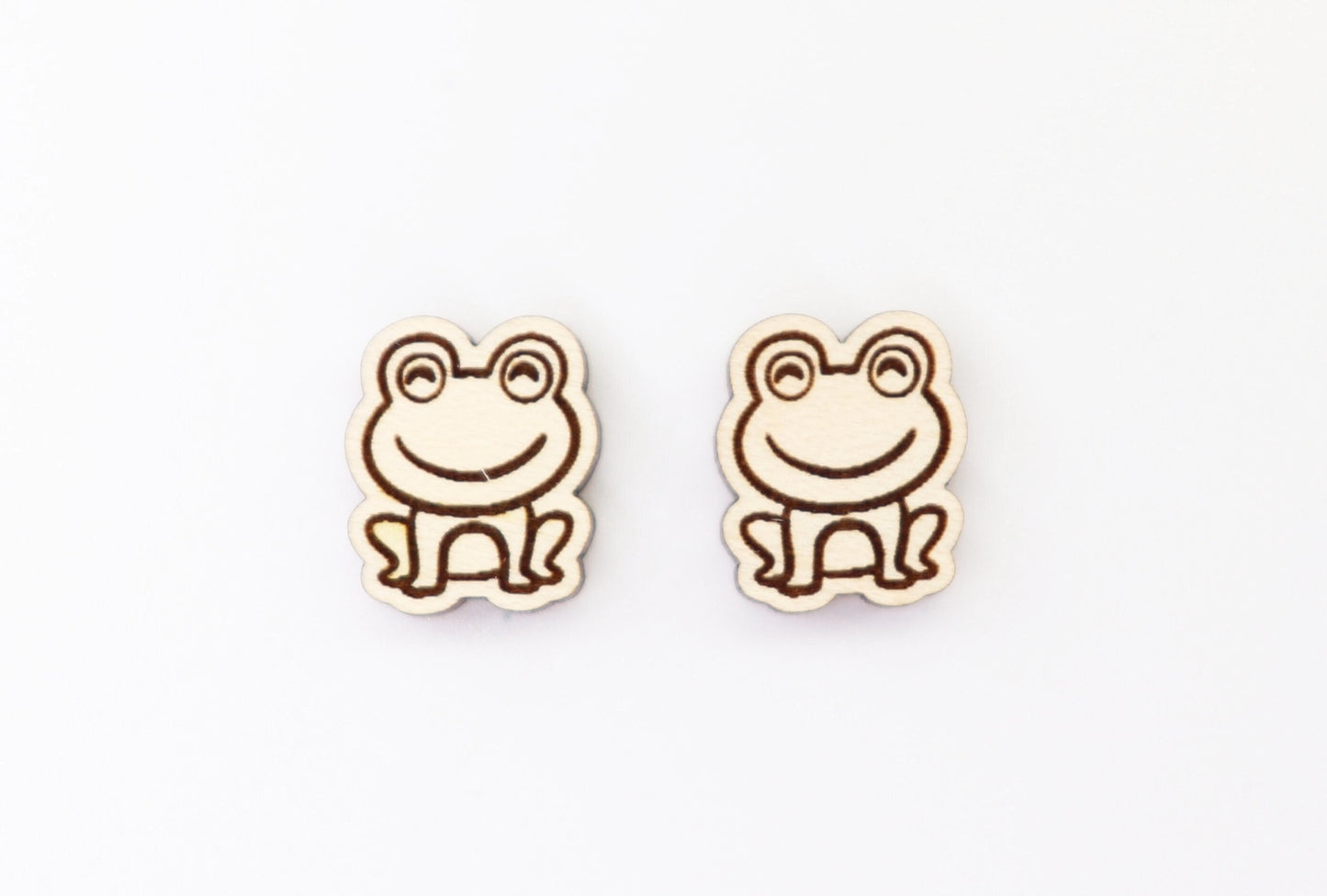 Frog studs, Wood earring blanks, DIY earrings, wood studs, sold per set