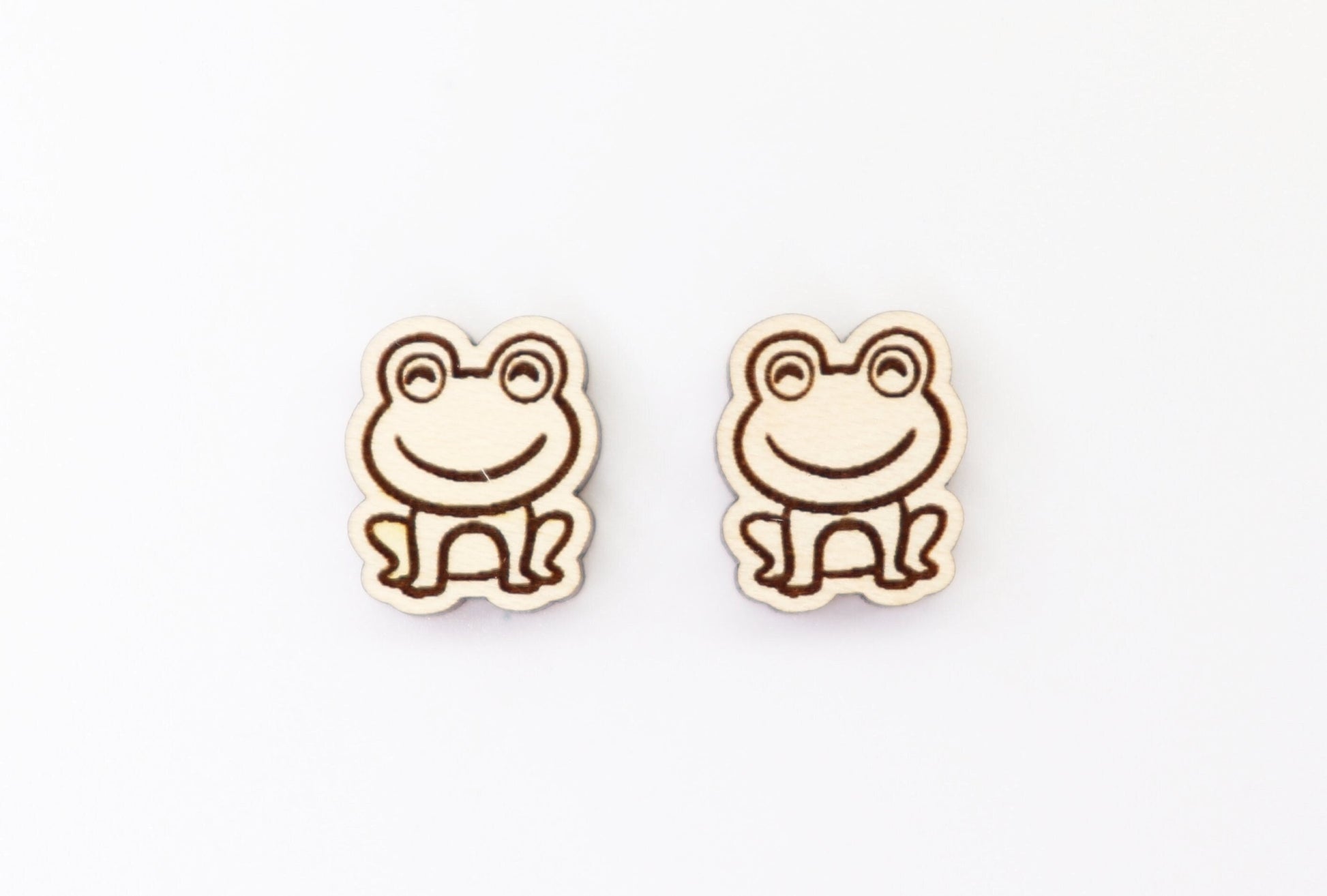 Frog studs, Wood earring blanks, DIY earrings, wood studs, sold per set