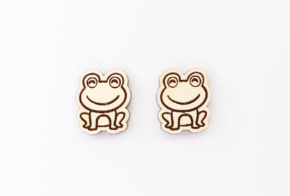 Frog studs, Wood earring blanks, DIY earrings, wood studs, sold per set