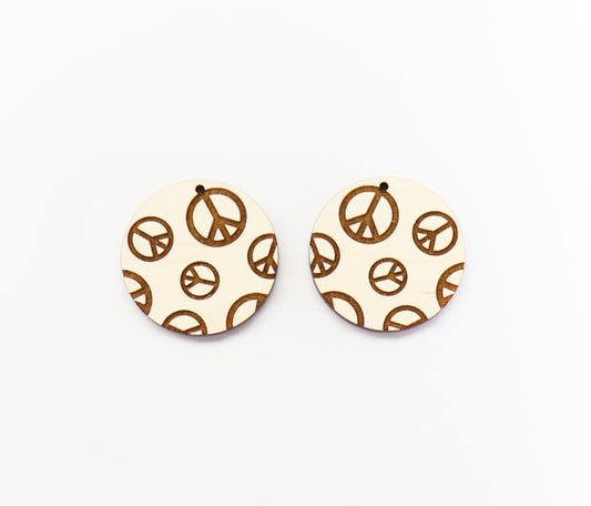 Round peace earring blanks, earring making, wood blanks