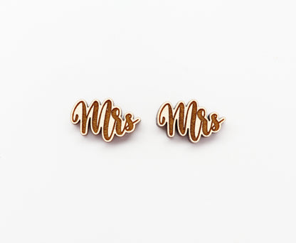 Mrs studs, Wood earring blanks, DIY earrings, wood studs, sold per set