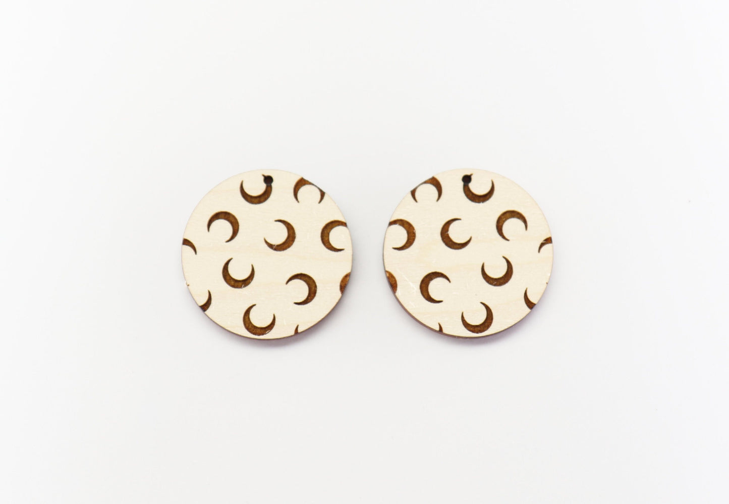 Moon earrings, Round wood blanks,  wood earring blanks,  sold per set