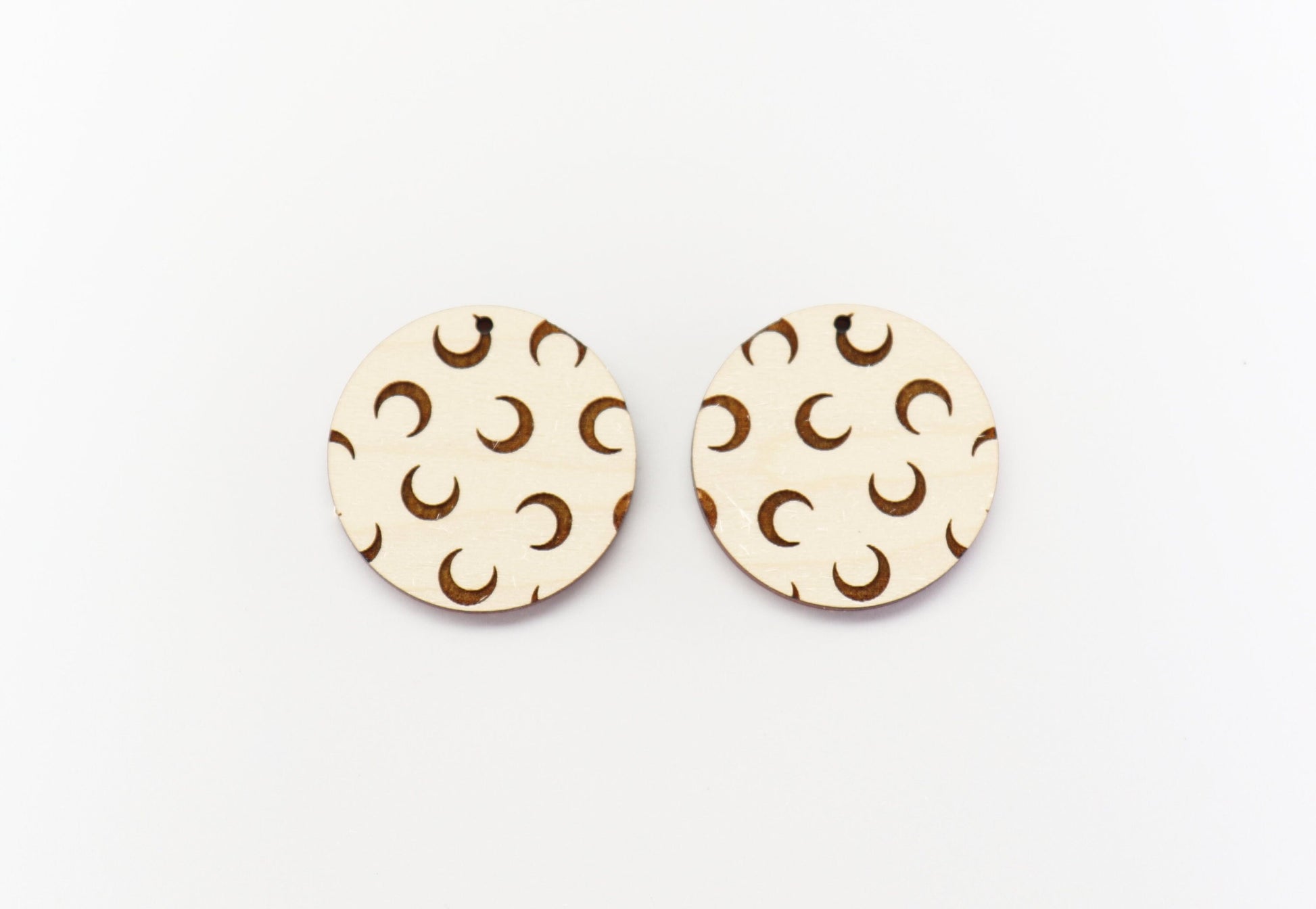 Moon earrings, Round wood blanks,  wood earring blanks,  sold per set