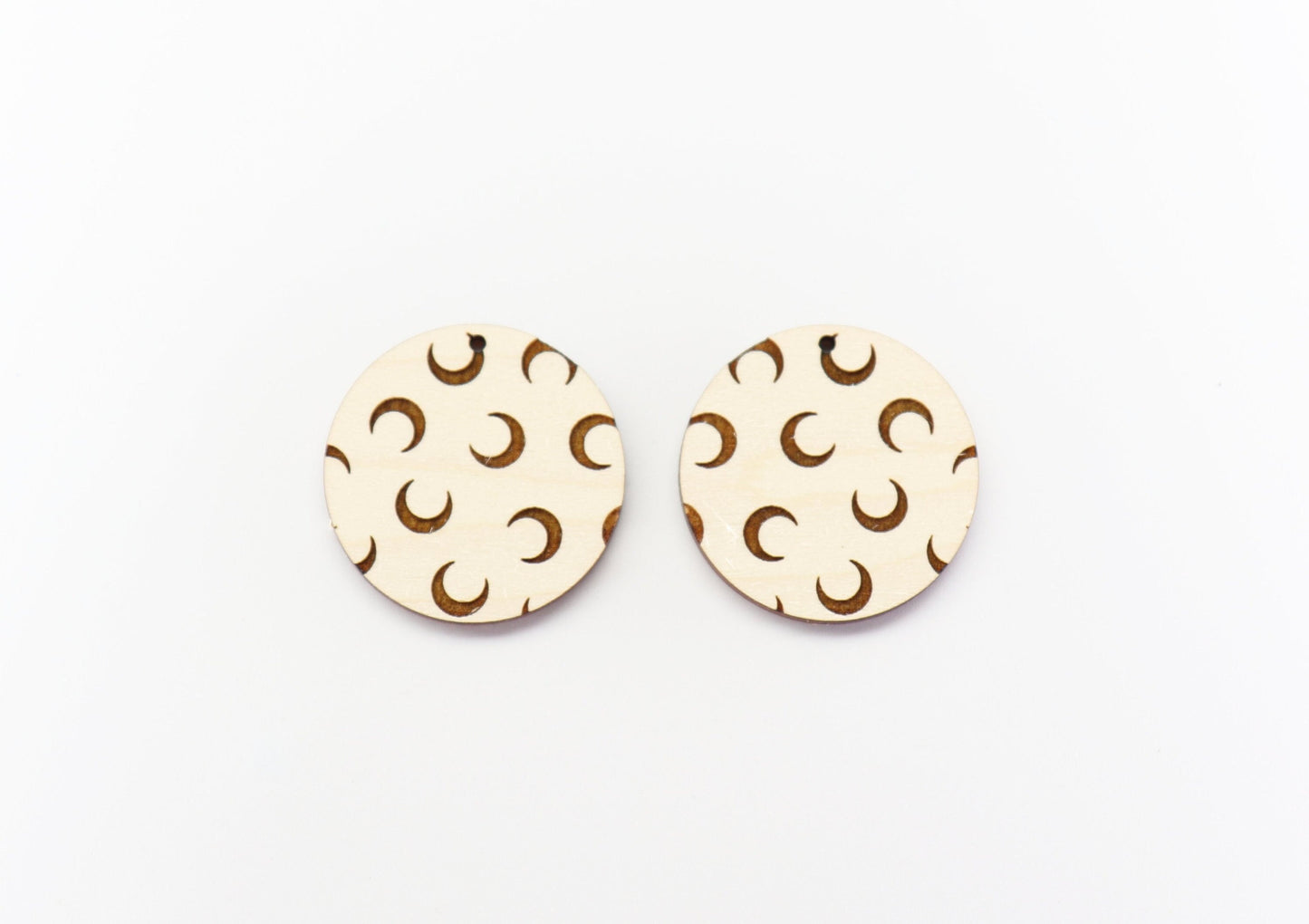 Moon earrings, Round wood blanks,  wood earring blanks,  sold per set