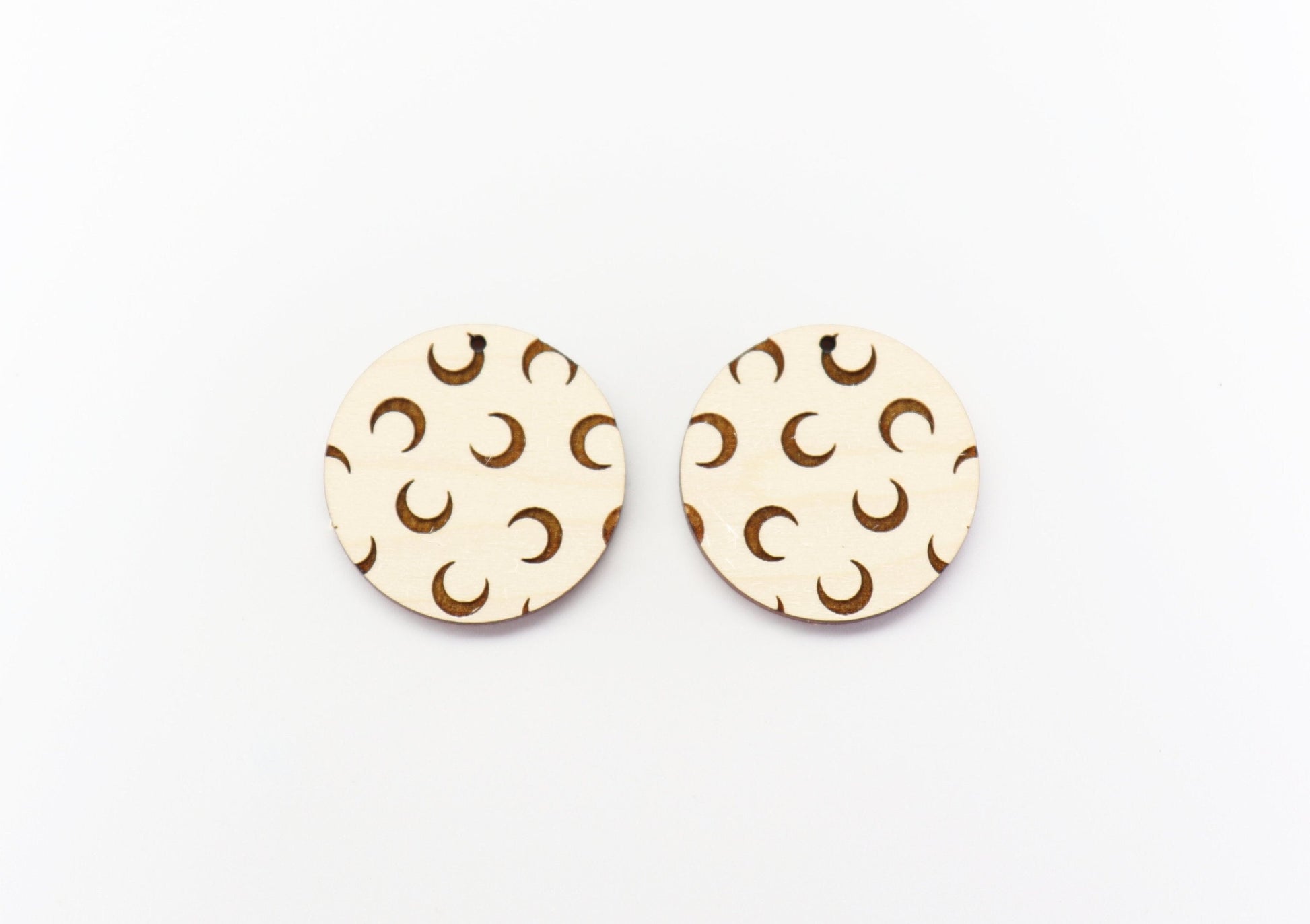 Moon earrings, Round wood blanks,  wood earring blanks,  sold per set