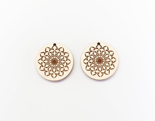 Mandala earrings, Round wood blanks,  wood earring blanks,  sold per set