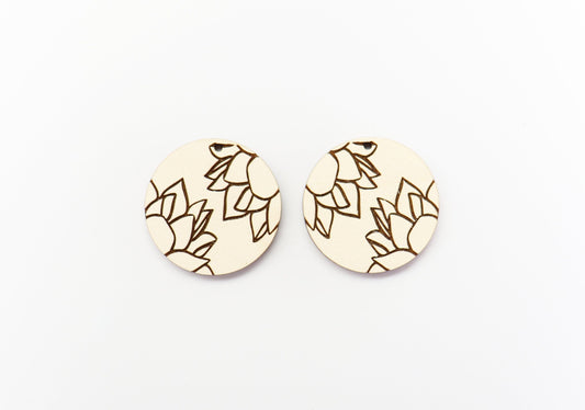 Round Flower earring cutouts, earring blanks, wood cutouts