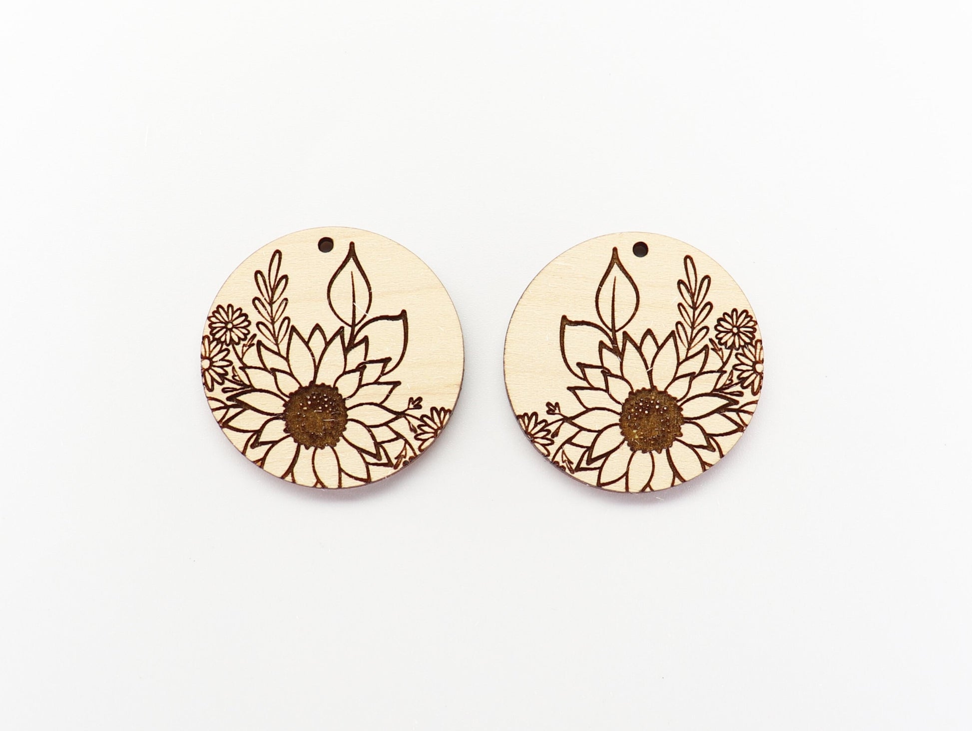 Sunflower wood earring blanks, earring blanks, earring findings