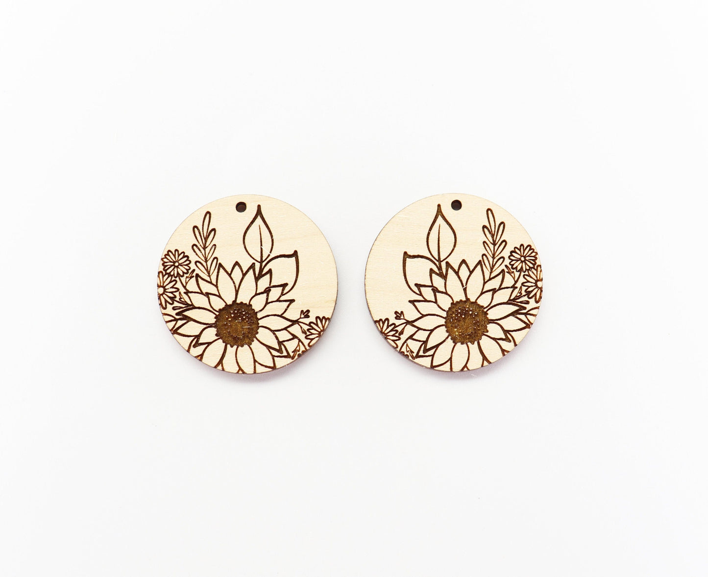 Sunflower wood earring blanks, earring blanks, earring findings