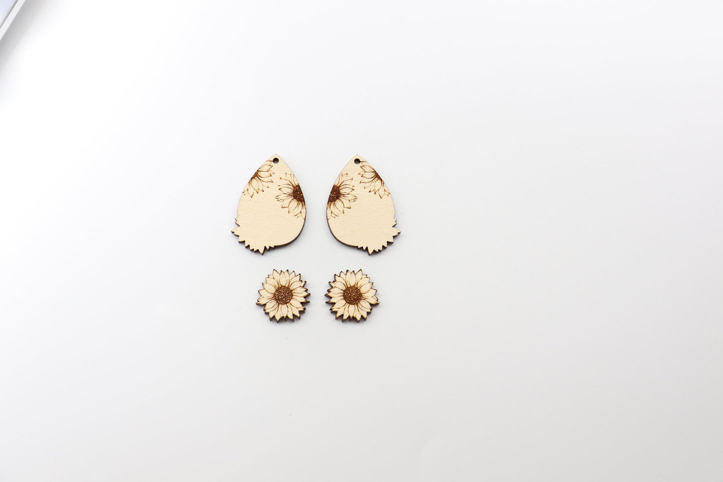 2 Piece layered Sunflower blanks, earring blanks, wood cutouts