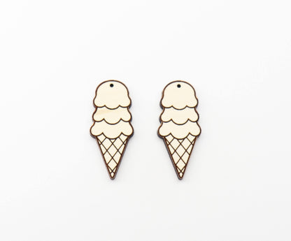 Ice cream wood earring blanks, bar earrings, DIY earrings, earring blanks, sold per set